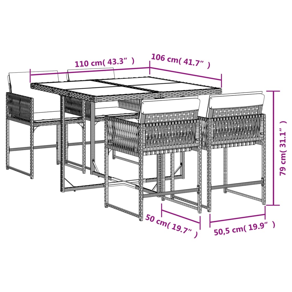 Set mobilier pentru grădină, 5 piese, cu perne, bej, poliratan