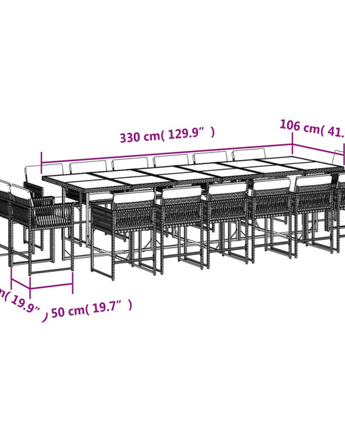 Încărcați imaginea în vizualizatorul Galerie, Set mobilier grădină cu perne, 17 piese bej combinat poliratan
