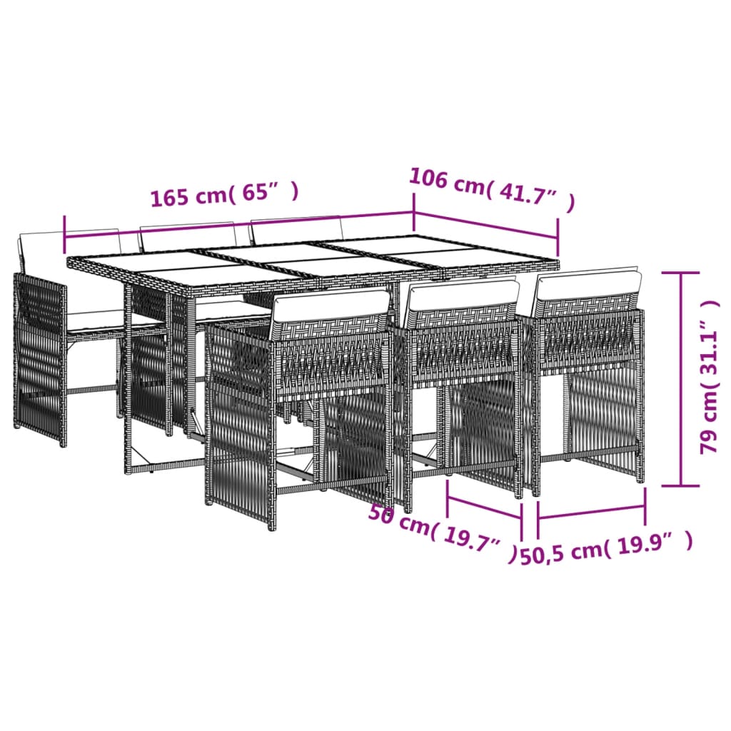 Set mobilier pentru grădină, 7 piese, cu perne, bej, poliratan