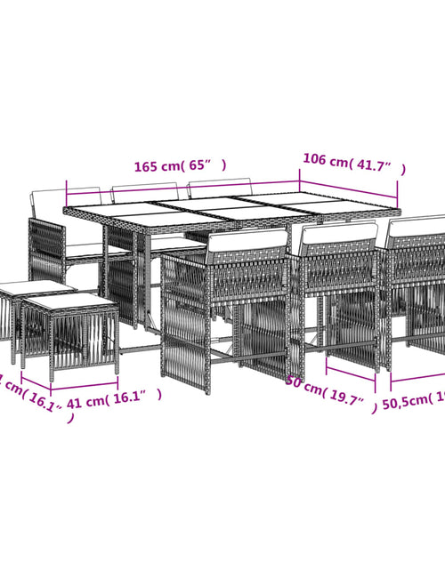 Încărcați imaginea în vizualizatorul Galerie, Set mobilier de grădină cu perne, 11 piese, bej, poliratan
