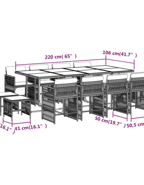 Încărcați imaginea în vizualizatorul Galerie, Set mobilier de grădină cu perne, 13 piese, bej, poliratan
