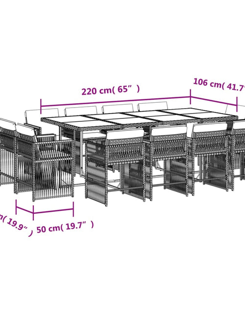 Загрузите изображение в средство просмотра галереи, Set mobilier grădină cu perne, 13 piese, bej combinat poliratan
