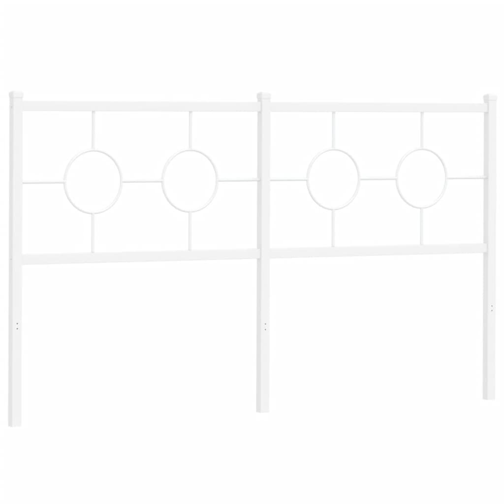 Tăblie de pat metalică, alb, 150 cm