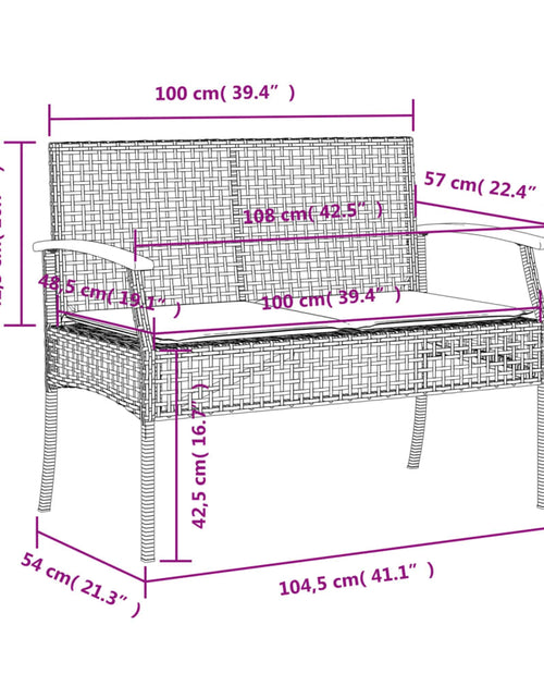 Încărcați imaginea în vizualizatorul Galerie, Bancă de grădină cu pernă, bej, poliratan/lemn acacia - Lando
