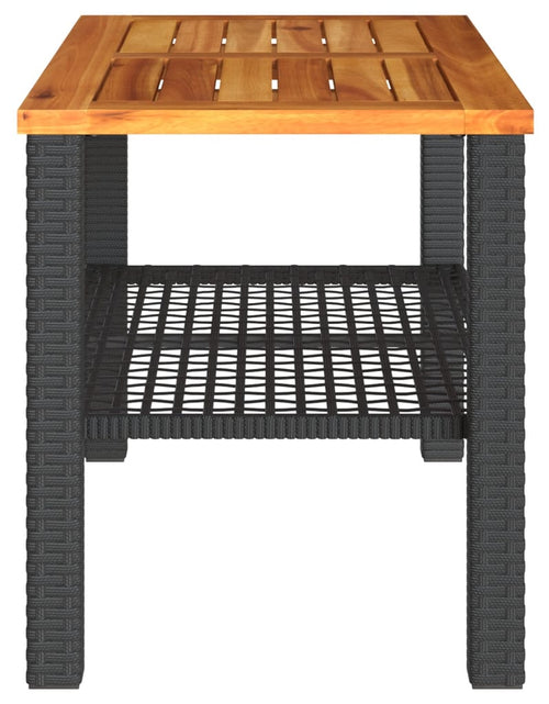 Încărcați imaginea în vizualizatorul Galerie, Masă de grădină, negru, 70x38x42 cm, poliratan și lemn acacia
