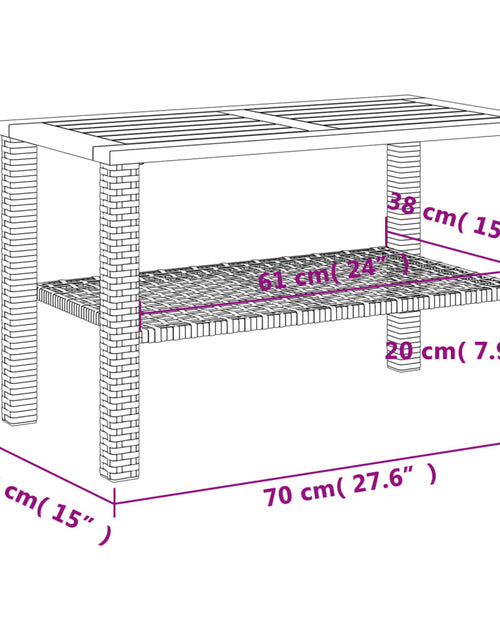 Încărcați imaginea în vizualizatorul Galerie, Masă de grădină, bej, 70x38x42 cm, poliratan și lemn acacia
