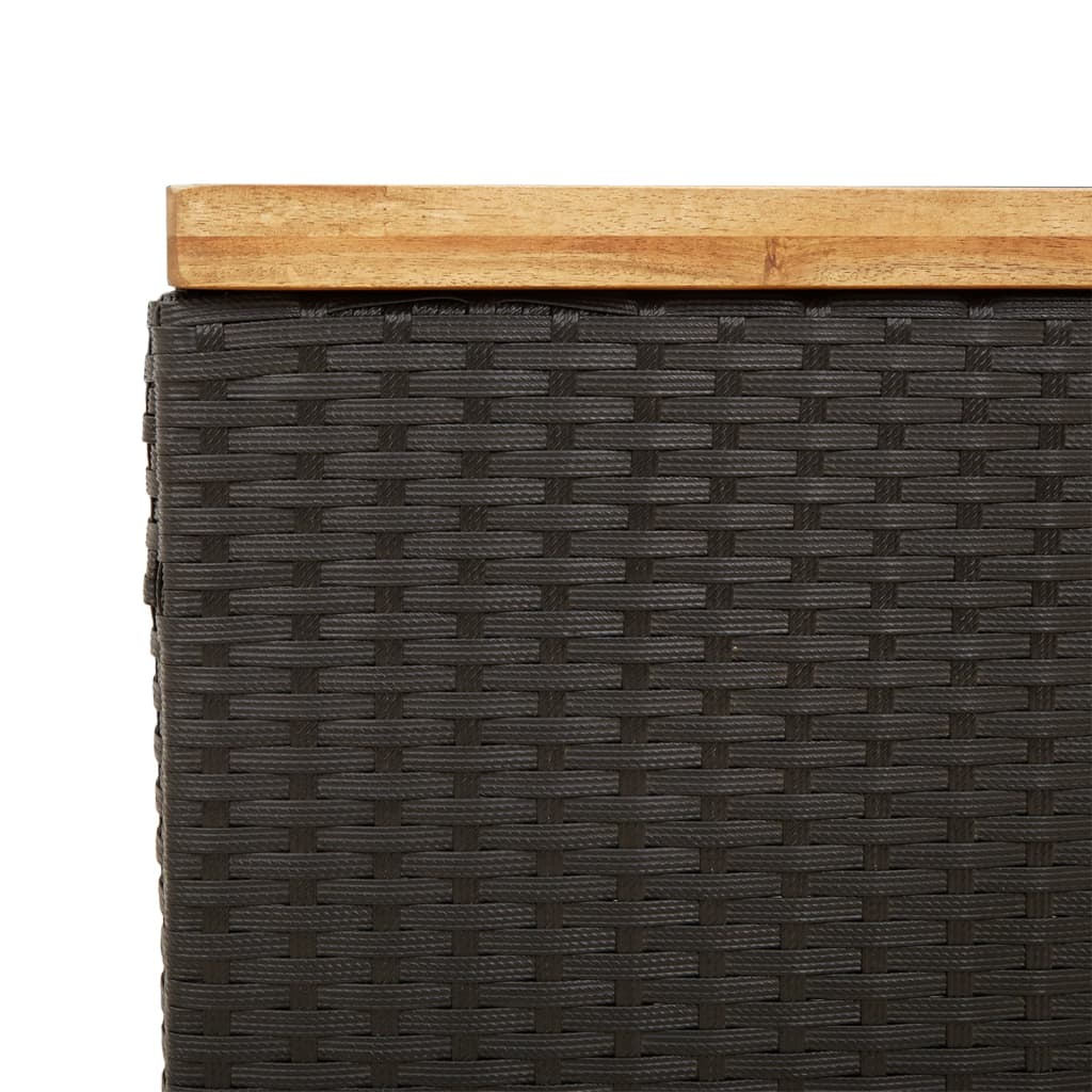 Cutie depozitare grădină negru 80x40x48cm lemn acacia poliratan