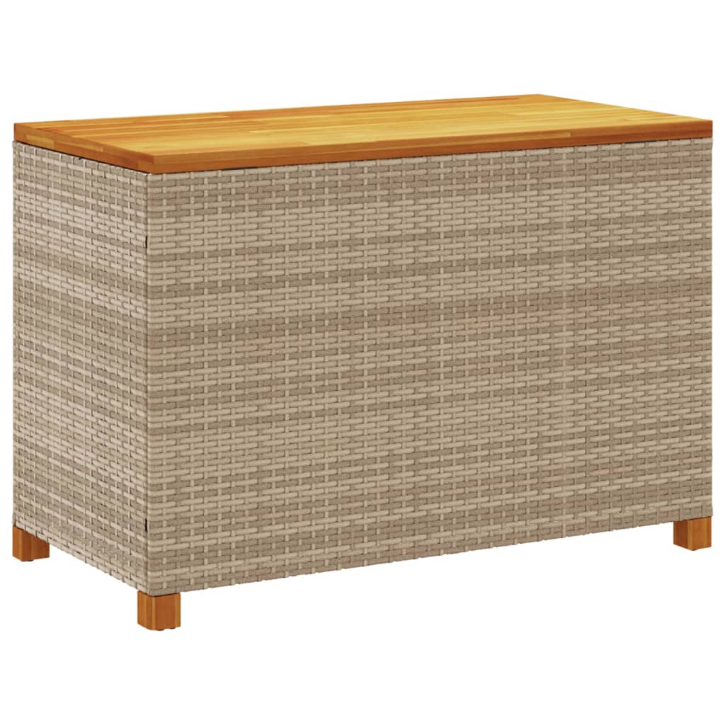 Cutie depozitare grădină bej 110x55x63 cm lemn acacia poliratan