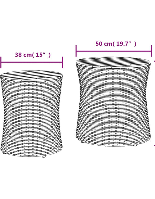 Încărcați imaginea în vizualizatorul Galerie, Mese laterale de grădină cu blat din lemn 2 buc. gri poliratan
