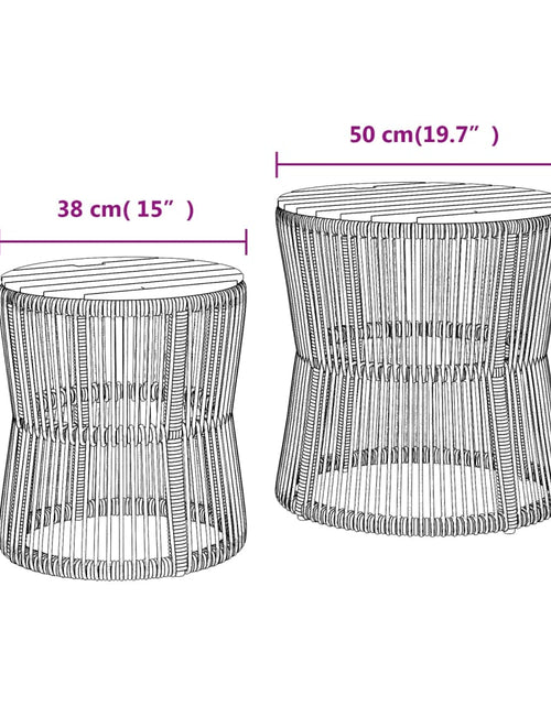Încărcați imaginea în vizualizatorul Galerie, Mese laterale de grădină cu blat din lemn 2 buc. bej poliratan
