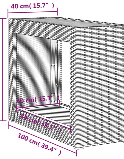 Încărcați imaginea în vizualizatorul Galerie, Masă laterală de grădină blat lemn negru 100x40x75 cm poliratan
