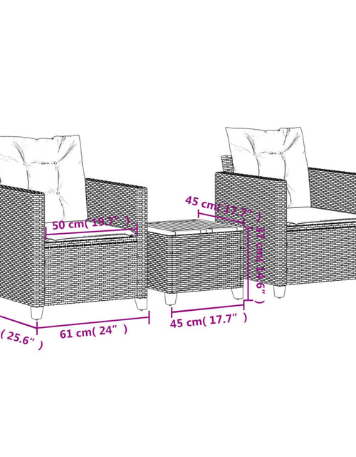 Загрузите изображение в средство просмотра галереи, Set bistro cu perne, 3 piese, bej, poliratan și lemn acacia
