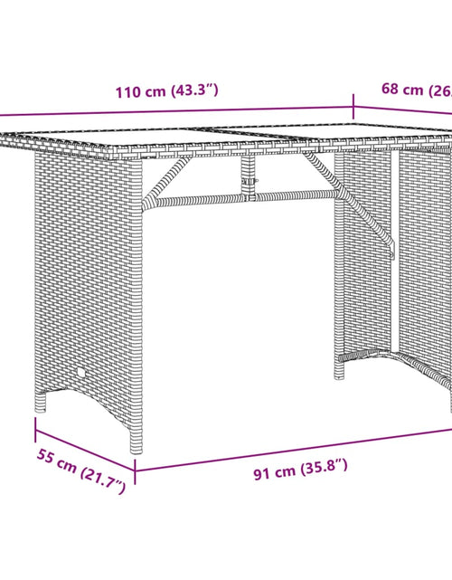 Încărcați imaginea în vizualizatorul Galerie, Masă de grădină cu blat din sticlă maro 110x68x70 cm poliratan
