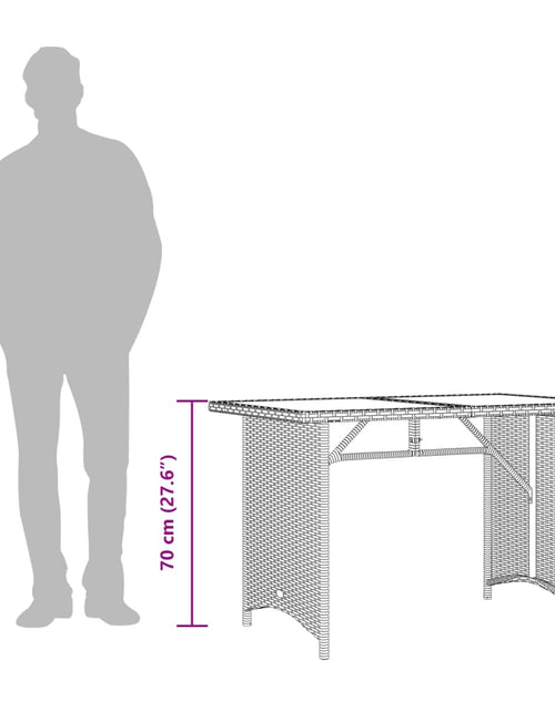 Încărcați imaginea în vizualizatorul Galerie, Masă grădină cu blat din sticlă, bej, 110x68x70 cm, poliratan
