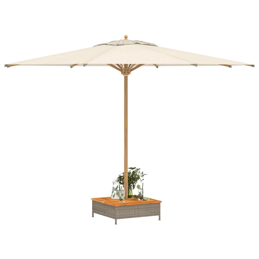 Mască suport umbrelă de soare, gri 70x70x25 cm poliratan/acacia