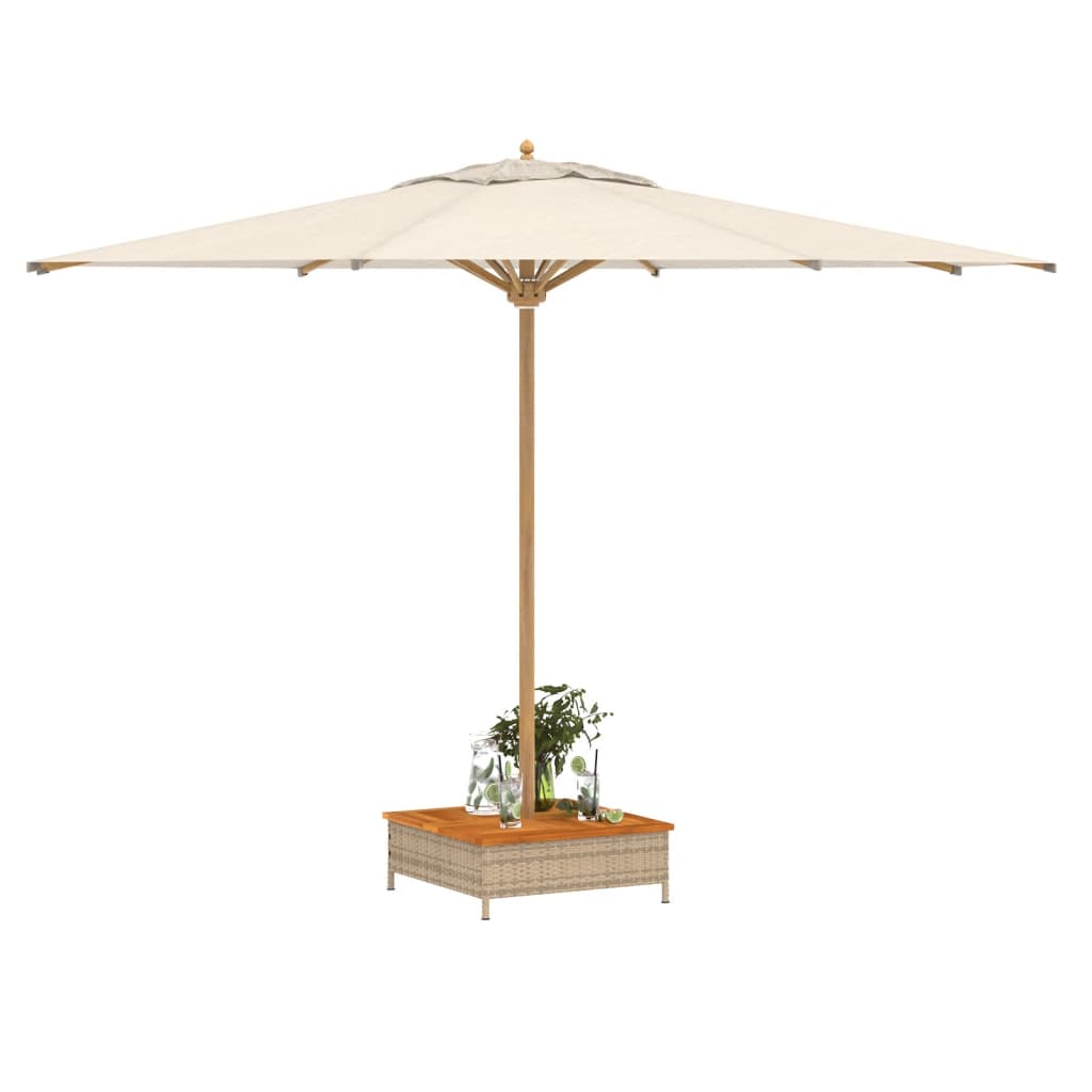 Mască suport umbrelă de soare, bej 70x70x25 cm poliratan/acacia