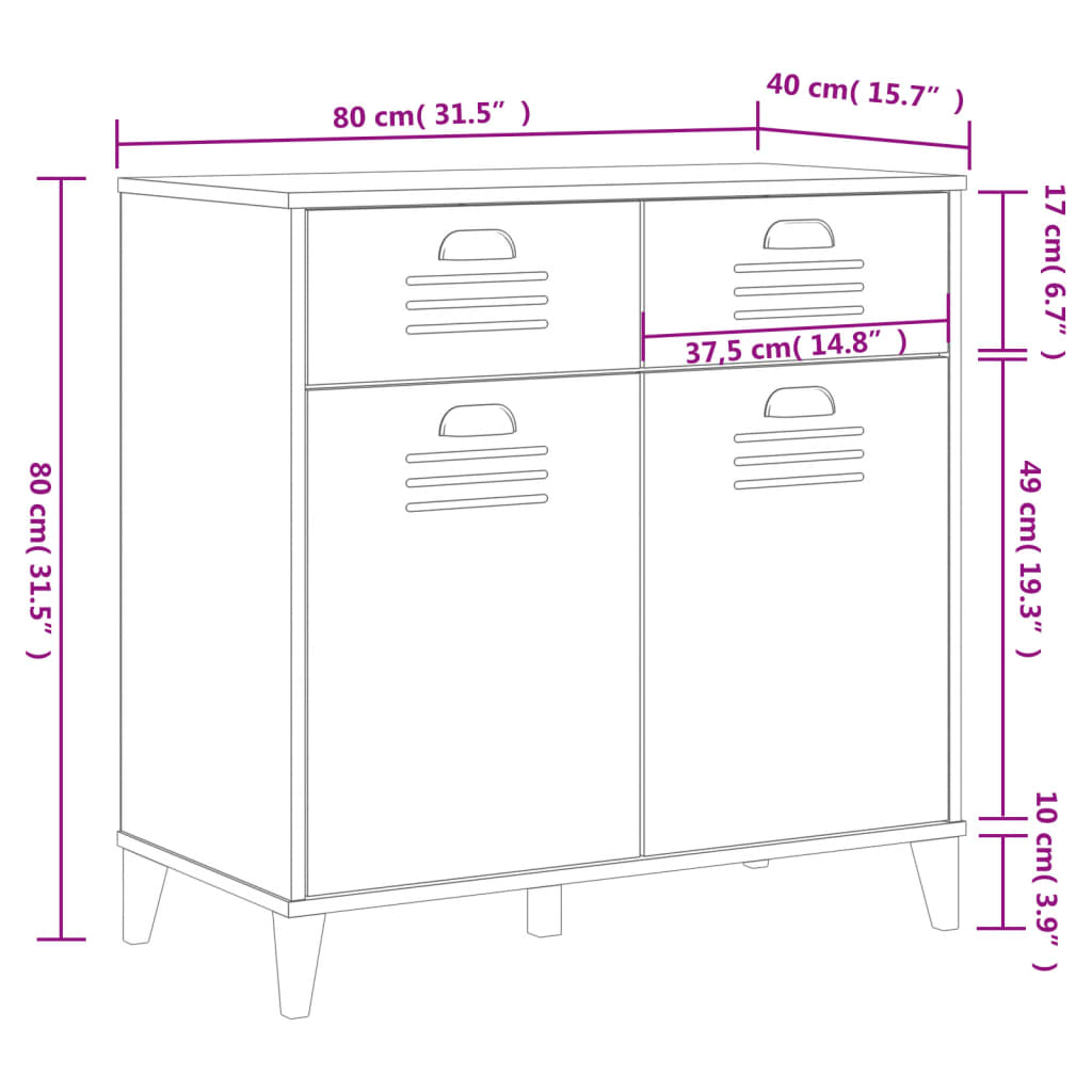 Dulap „VIKEN”, alb, 80x40x80 cm, lemn prelucrat