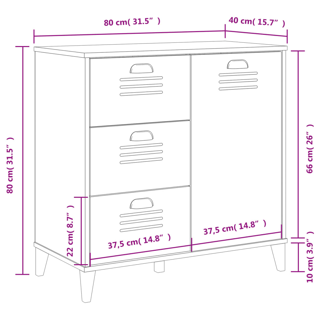 Dulap „VIKEN”, alb, 80x40x80 cm, lemn prelucrat