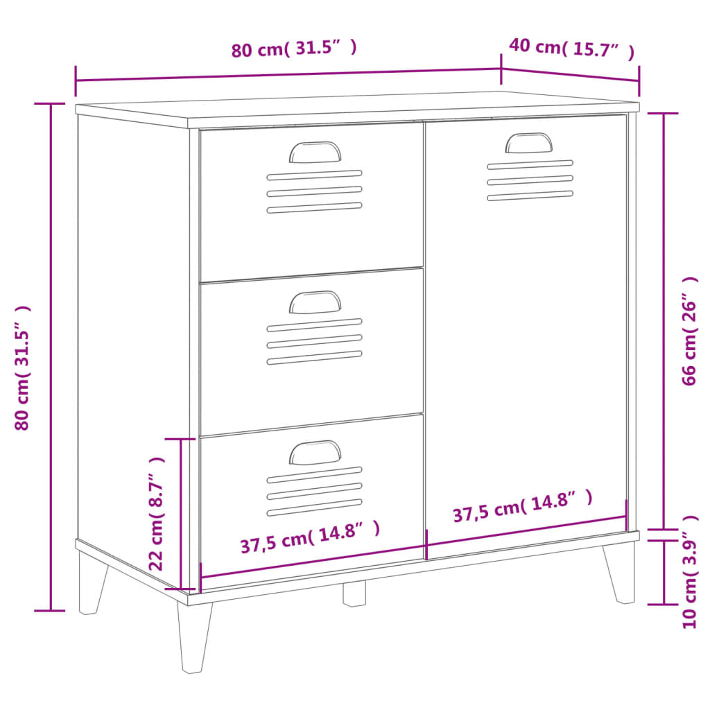 Dulap „VIKEN”, gri antracit, 80x40x80 cm, lemn prelucrat