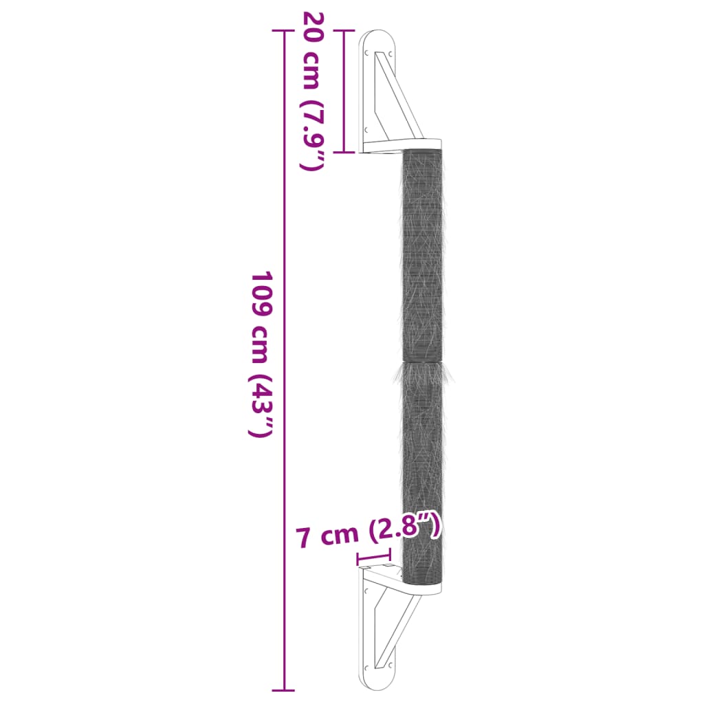 Ansamblu zgâriat pentru pisici, montat pe perete, 109 cm sisal