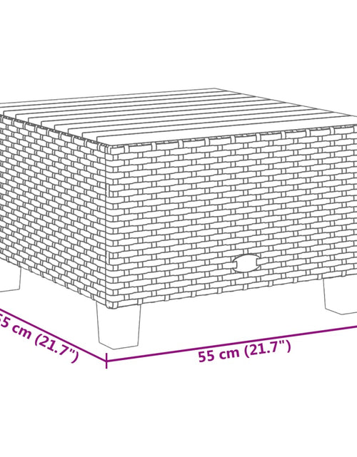 Загрузите изображение в средство просмотра галереи, Masă de grădină, negru, 55x55x36 cm, poliratan și lemn acacia
