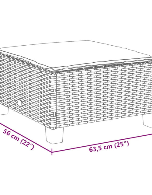 Încărcați imaginea în vizualizatorul Galerie, Taburet de grădină cu pernă, gri, 63,5x56x32 cm, poliratan
