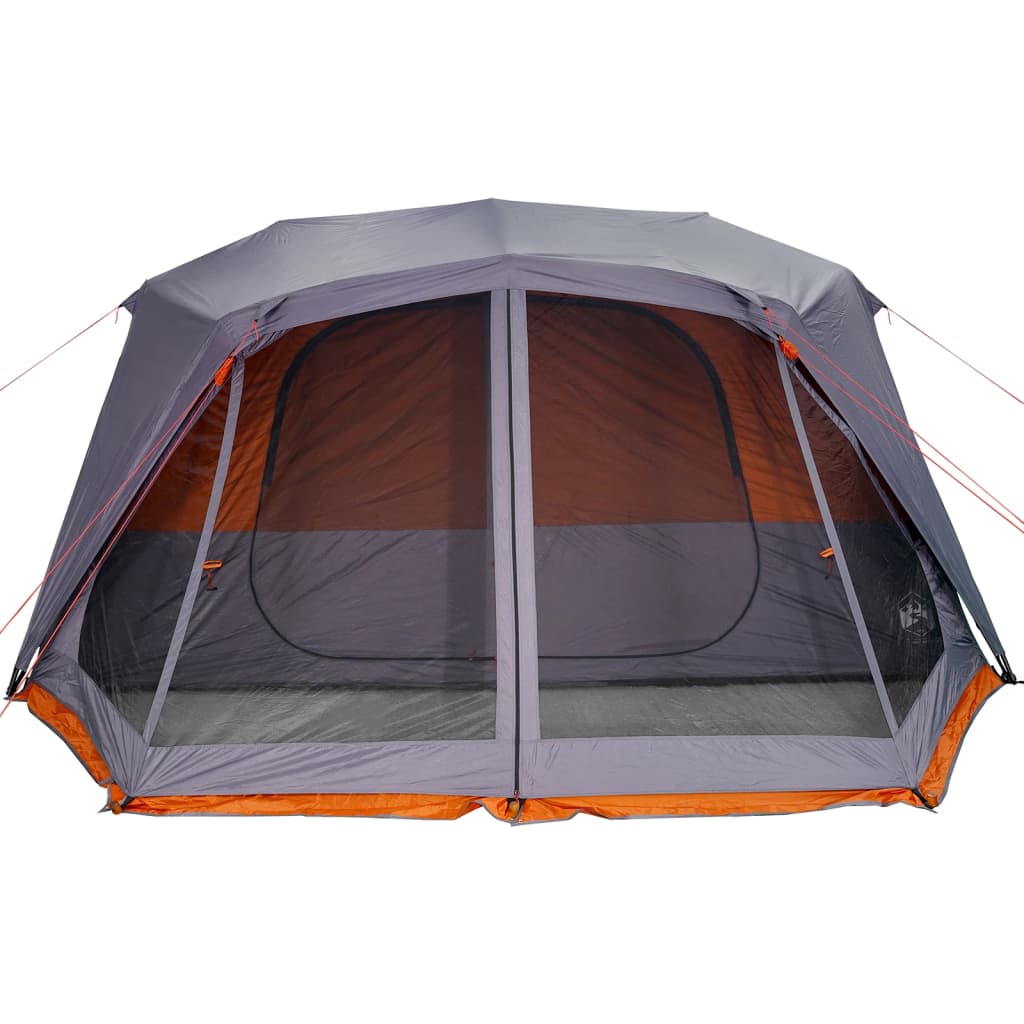 Cort de camping, 10 persoane, gri și portocaliu, 443x437x229 cm - Lando