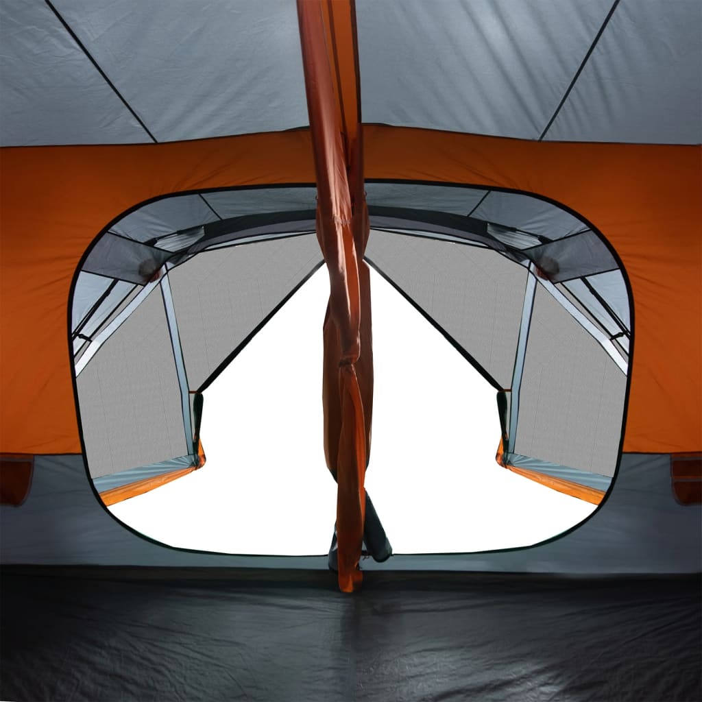 Cort de camping, 10 persoane, gri și portocaliu, 443x437x229 cm - Lando