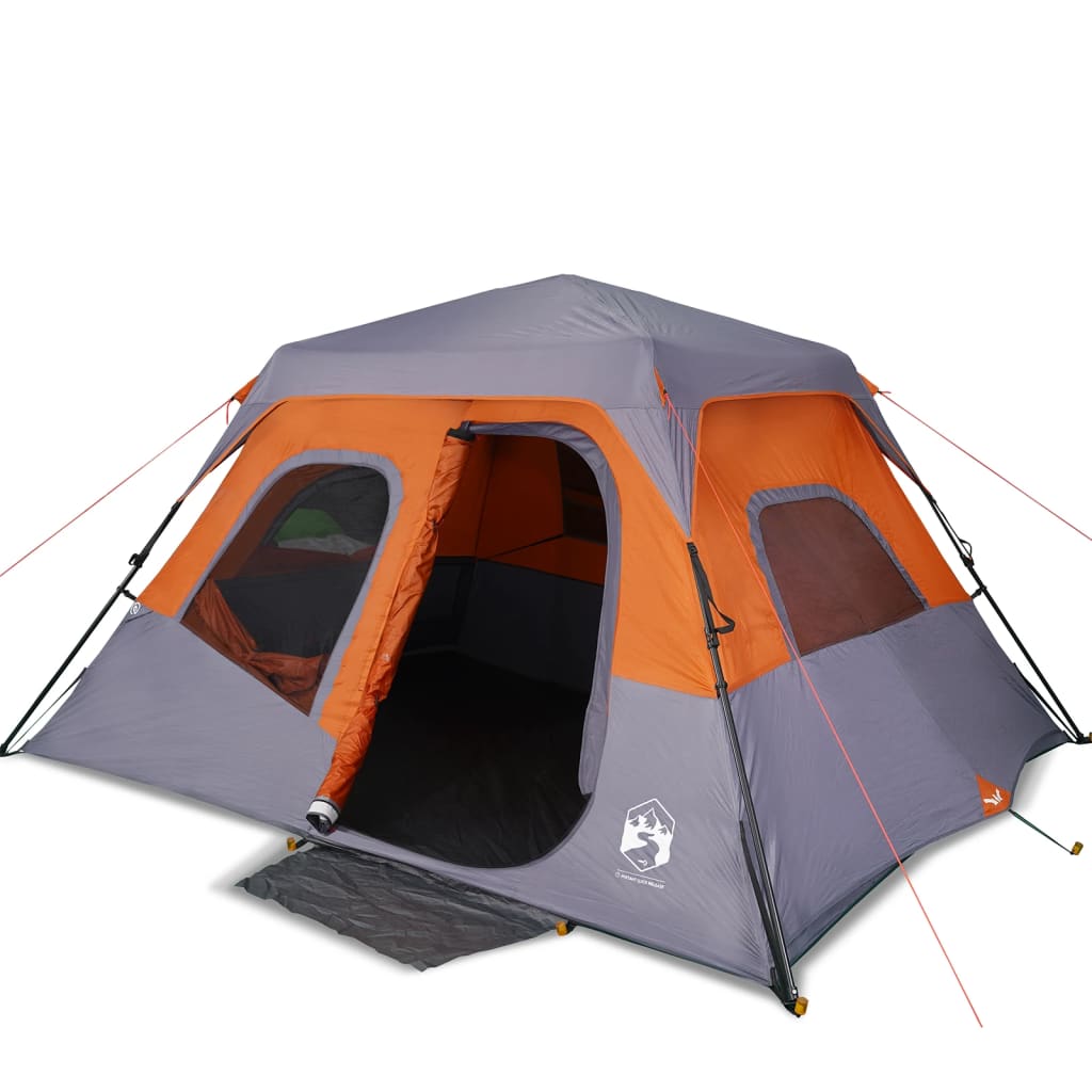 Cort de camping, 6 persoane, gri și portocaliu, 344x282x192 cm - Lando