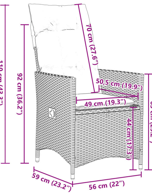 Încărcați imaginea în vizualizatorul Galerie, Scaune de grădină rabatabile cu perne, 2 buc., negru, poliratan
