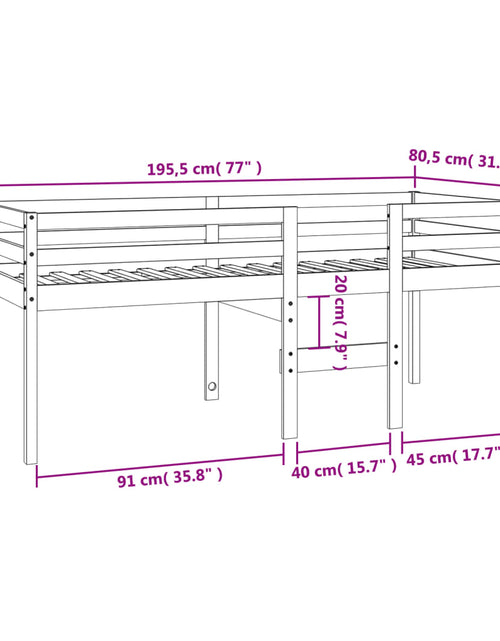 Încărcați imaginea în vizualizatorul Galerie, Pat înalt de dormitor, maro ceruit, 75x190 cm, lemn masiv pin
