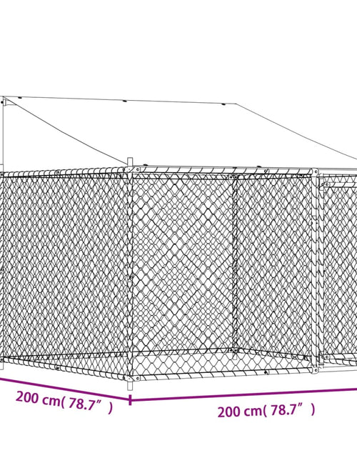 Încărcați imaginea în vizualizatorul Galerie, Cușcă de câini cu acoperiș și ușă gri, 2x2x2 m, oțel galvanizat
