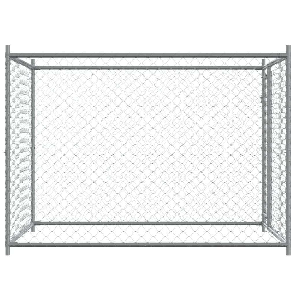 Cușcă pentru câini cu ușă, gri, 2x2x1,5 m, oțel galvanizat