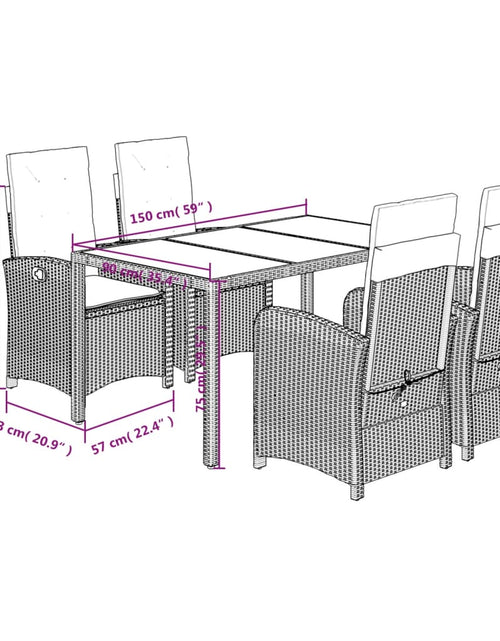 Загрузите изображение в средство просмотра галереи, Set mobilier de grădină cu perne, 5 piese, negru, poliratan - Lando
