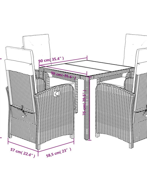 Загрузите изображение в средство просмотра галереи, Set mobilier de grădină cu perne, 5 piese, negru, poliratan - Lando
