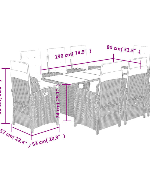 Încărcați imaginea în vizualizatorul Galerie, Set mobilier grădină cu perne, 9 piese, gri deschis, poliratan - Lando
