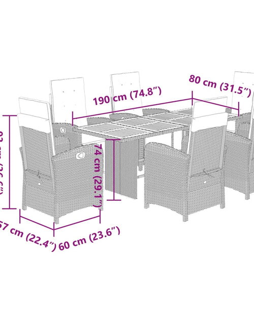 Загрузите изображение в средство просмотра галереи, Set mobilier de grădină cu perne, 7 piese, negru, poliratan - Lando
