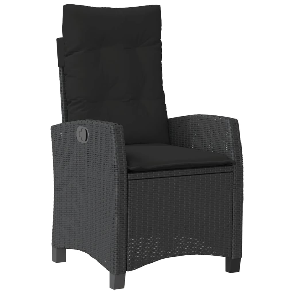 Set mobilier de grădină cu perne, 7 piese, negru, poliratan