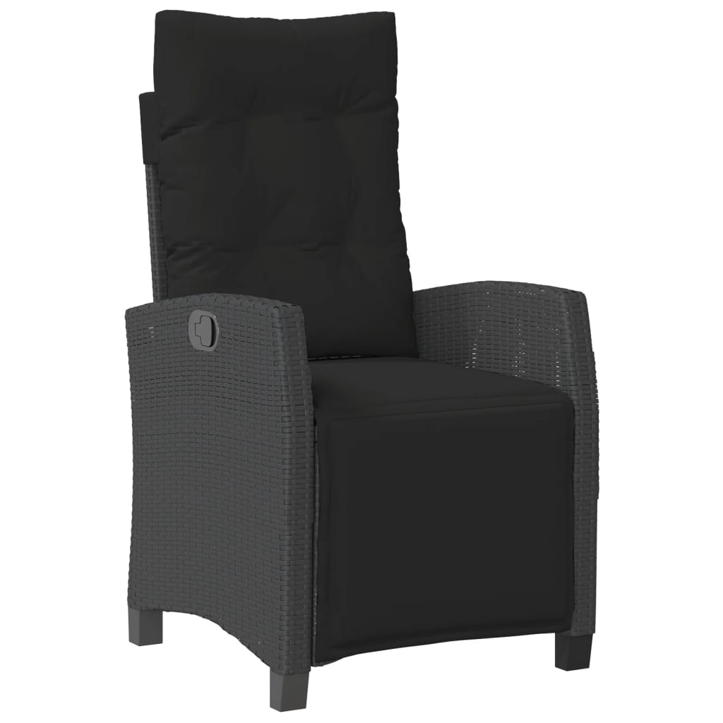 Set mobilier de grădină cu perne, 7 piese, negru, poliratan