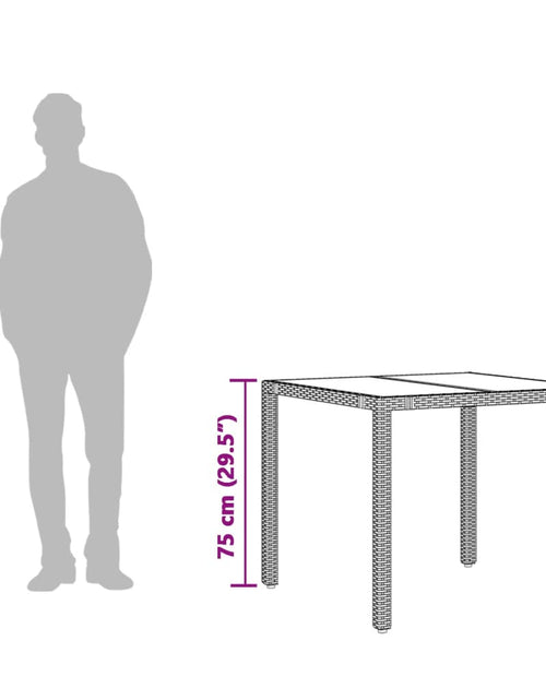 Загрузите изображение в средство просмотра галереи, Masă de grădină cu blat din sticlă, gri, 90x90x75 cm, poliratan
