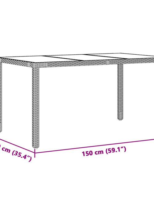 Încărcați imaginea în vizualizatorul Galerie, Masă de grădină cu blat din sticlă maro 150x90x75 cm, poliratan
