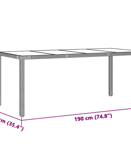 Загрузите изображение в средство просмотра галереи, Masă grădină cu blat din sticlă, negru, 190x90x75 cm, poliratan
