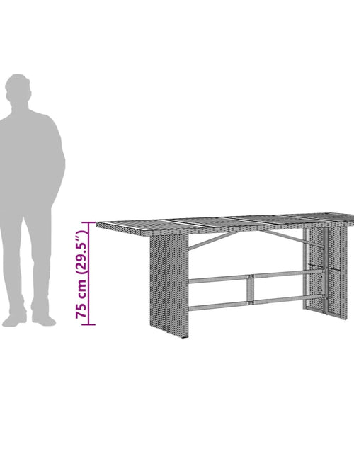 Încărcați imaginea în vizualizatorul Galerie, Masă de grădină cu blat din sticlă gri, 190x80x75 cm, poliratan
