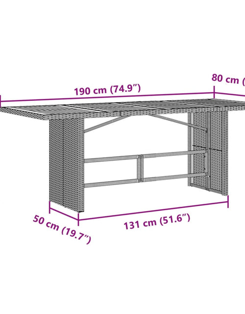 Încărcați imaginea în vizualizatorul Galerie, Masă de grădină cu blat din sticlă gri, 190x80x75 cm, poliratan
