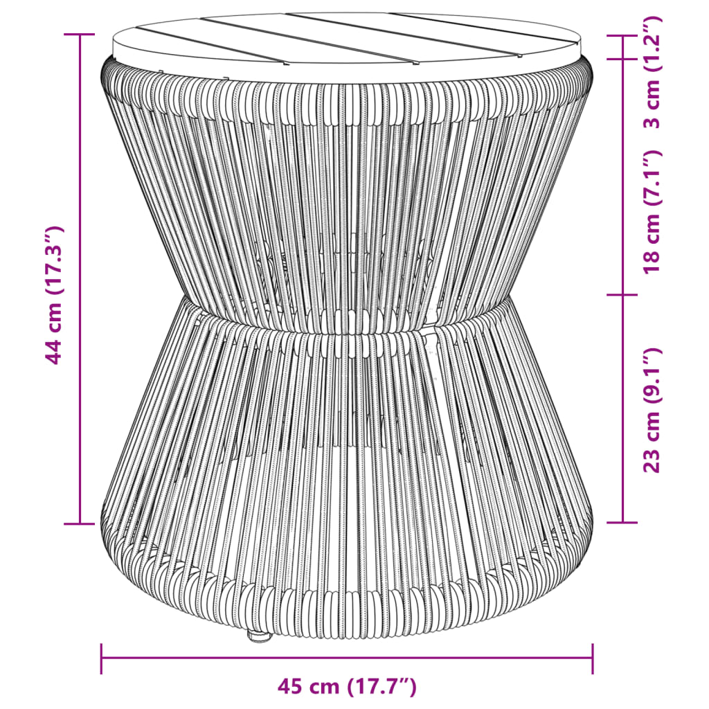 Măsuță cafea bază din sârmă negru Ø 45x44 cm, lemn masiv acacia