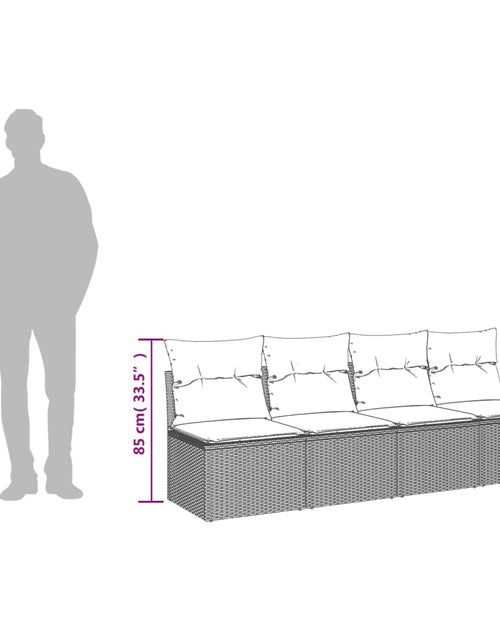 Загрузите изображение в средство просмотра галереи, Canapea de grădină cu perne, 4 locuri, bej, poliratan
