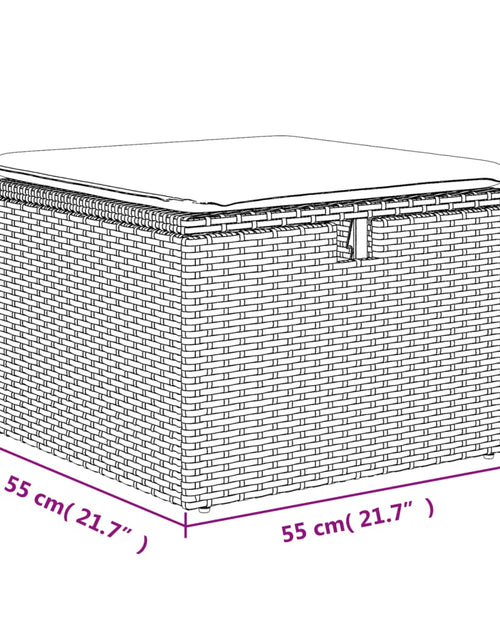 Загрузите изображение в средство просмотра галереи, Taburet de grădină cu pernă, bej, 55x55x37 cm, poliratan
