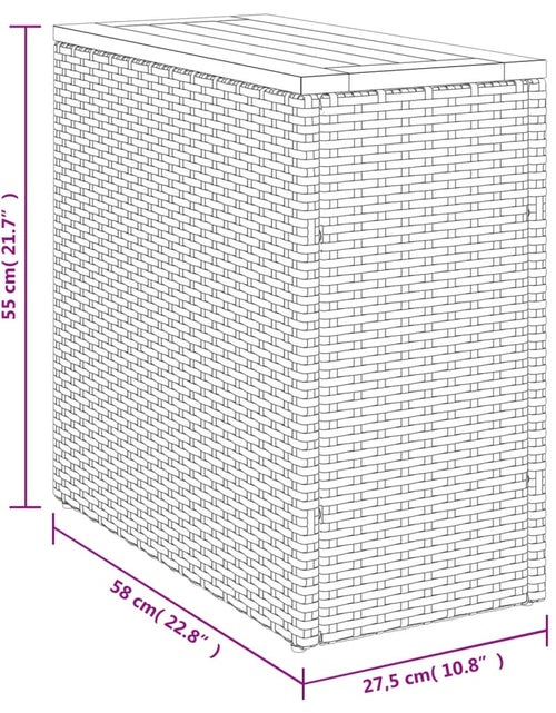 Încărcați imaginea în vizualizatorul Galerie, Masă laterală de grădină blat lemn bej 58x27,5x55 cm poliratan

