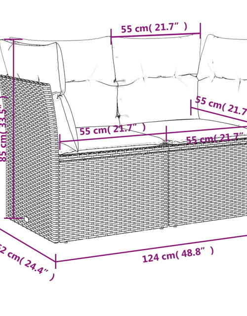 Загрузите изображение в средство просмотра галереи, Canapea de grădină cu perne, 2 locuri, bej, poliratan
