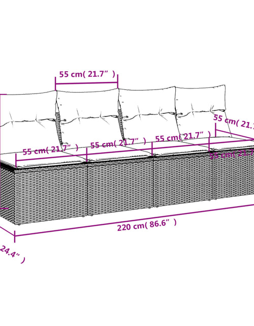 Загрузите изображение в средство просмотра галереи, Canapea de grădină cu perne, 4 locuri, bej, poliratan
